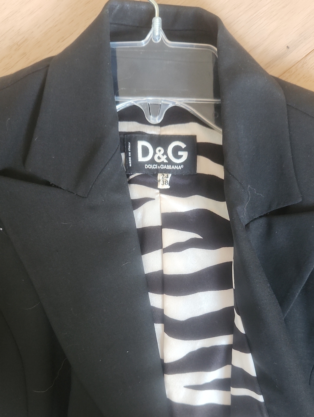 Dolce & Gabbana Black Blazer with Zebra-Stripe Lining